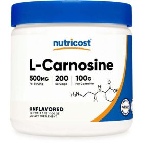 Nutricost L-Carnosine Powder 100 Grams (200 Servings) - Non-GMO Supplement