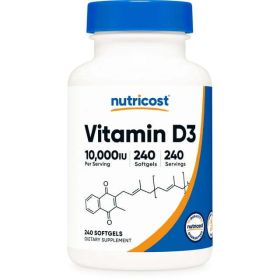 Nutricost Vitamin D3 10,000 IU Supplement, 240 Soft Gel Caps