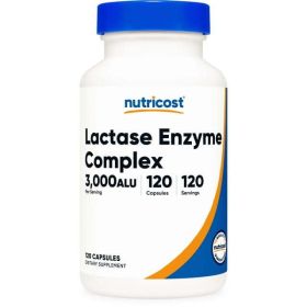 Nutricost Lactase Enzyme Complex 3,000 FCC ALU, 120 Capsules - Non-GMO Supplement