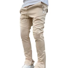 Men's Korean Autumn Ankle Banded Pants (Option: Beige Light Board-M)