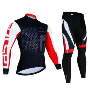 Spring And Autumn Cycling Clothing Long-sleeve Suit Top And Trousers Men's Sweat-wicking Breathable (Option: Pic Color7-M)