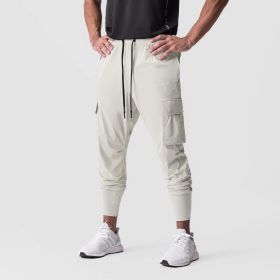 Muscle Men's Exercise Casual Pants Fitness Thin (Option: White Four Sided Bullet-M)