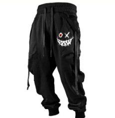 Printed 3D Sweatpants Plus-sized Casual Men (Option: Black-S)