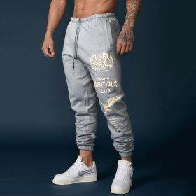 Men's Thicken Ankle-tied Sports Pants (Option: Gray-M)