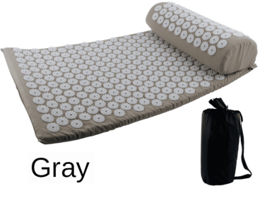 Yoga Massage Mat Acupressure Relieve Stress Back Cushion Massage Yoga Mat Back Pain Relief Needle Pad With Pillow (Ships From: China, Color: grey)