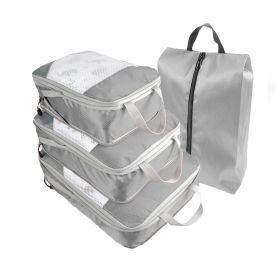 Packing Cubes for Travel, 4 Pcs Travel Cubes Storage Set with Shoe Bag Suitcase Organizer Lightweight Luggage for Travel Accessories (Color: grey, size: L)