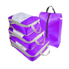 Packing Cubes for Travel, 4 Pcs Travel Cubes Storage Set with Shoe Bag Suitcase Organizer Lightweight Luggage for Travel Accessories (Color: Purple, size: 4 pcs)