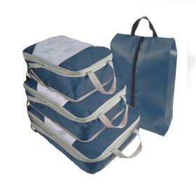 Packing Cubes for Travel, 4 Pcs Travel Cubes Storage Set with Shoe Bag Suitcase Organizer Lightweight Luggage for Travel Accessories (Color: NAVY, size: M)