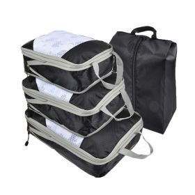 Packing Cubes for Travel, 4 Pcs Travel Cubes Storage Set with Shoe Bag Suitcase Organizer Lightweight Luggage for Travel Accessories (Color: Black, size: L)