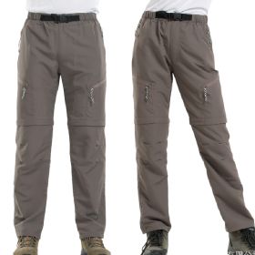 Mens Pants Tracksuit Bottoms Removable Lightweight Zip (Color: Brown, size: 34)