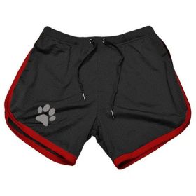 Men Gym Fitness Shorts Bodybuilding sports Jogging shorts Male 2022 Summer Cool Breathable Mesh casual men Shorts Sweatpants (Color: black red, size: XL)