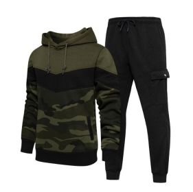 Men's Hooded Tracksuit Casual Jogging Sweatsuits (Color: green, size: S)