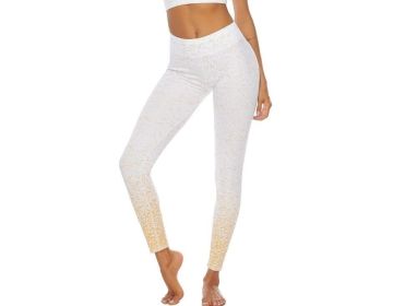 Women's Leggings Fitness Sports Gym Running Yoga Athletic Pants Gold (Color: White, size: S)