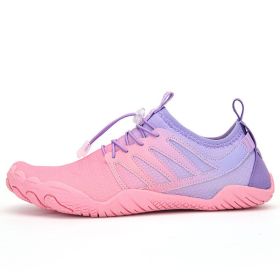 Unisex Hot Fitness Sneaker Cross-Training Crossfit Shoes High Quality Soft Comfortable Breathable Mesh Tennis Yoga Gym Treadmill (Color: pink purple, size: 45)