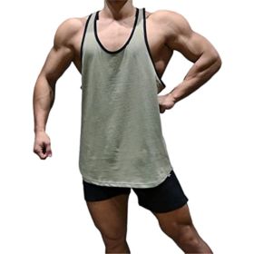 Men's A-Shirt Sleeveless Shirt Men's Gym Tank Shirt Quick Dry Shirt Cool Vest for Men Letter Print t-Shirt (Color: GREEN-XL)