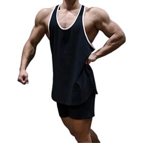 Men's A-Shirt Sleeveless Shirt Men's Gym Tank Shirt Quick Dry Shirt Cool Vest for Men Letter Print t-Shirt (Color: Black-XL)