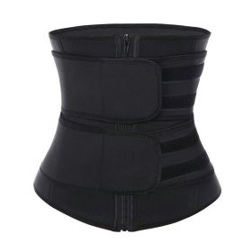 Workout Waist Trainers for Women Sweat Waist Trimmers Weight Loss Body Shaper (Color: Double belt Black, size: XXL)