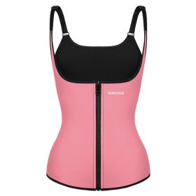 Burvogue Waist Trainer Corset Underbust Shapewear Latex Body Shaper Tummy Slimming Underwear Women Weight Loss Sauna Sweat Vest (Color: pink, size: S)