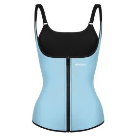 Burvogue Waist Trainer Corset Underbust Shapewear Latex Body Shaper Tummy Slimming Underwear Women Weight Loss Sauna Sweat Vest (Color: Blue, size: M)