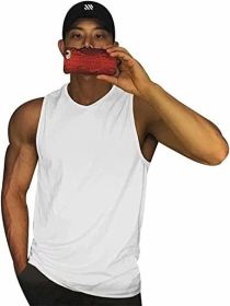 Men's A-Shirt Tank Sleeveless Shirt Men's Gym Tank Shirt Quick Dry Cool Shirt Casual Vest for Men (Color: White, size: XXL)