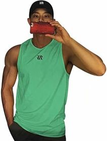 Men's A-Shirt Tank Sleeveless Shirt Men's Gym Tank Shirt Quick Dry Cool Shirt Casual Vest for Men (Color: Green2, size: M)