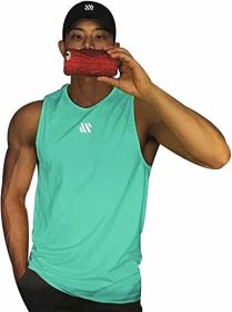 Men's A-Shirt Tank Sleeveless Shirt Men's Gym Tank Shirt Quick Dry Cool Shirt Casual Vest for Men (Color: Mint green, size: L)