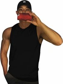 Men's A-Shirt Tank Sleeveless Shirt Men's Gym Tank Shirt Quick Dry Cool Shirt Casual Vest for Men (Color: Black2, size: L)