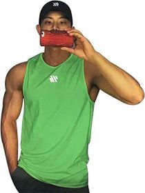 Men's A-Shirt Tank Sleeveless Shirt Men's Gym Tank Shirt Quick Dry Cool Shirt Casual Vest for Men (Color: green, size: M)