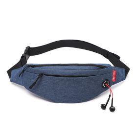 Men's Sports Waist Bag Mobile Phone Waist Bag Outdoor Waterproof Shoulder Messenger Bag (Color: Dark Blue)