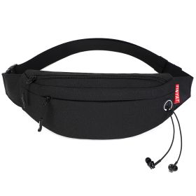 Men's Sports Waist Bag Mobile Phone Waist Bag Outdoor Waterproof Shoulder Messenger Bag (Color: Black)