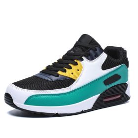 Mens Sneakers Arrival Running Shoes Lover Gym Shoes Light Breathe Comfort Outdoor Air Cushion Couple Jogging Hombre Shoes 36-47 (Color: black green yellow, size: 45)