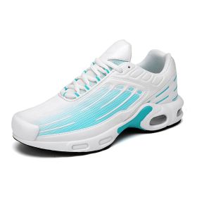 Couples Jogging Shoes Men Breathable Marathon Running Shoes Women's Sports Sneakers Air Cushion Gym Shoes Man Running Sport Race (Color: white blue, size: 44)