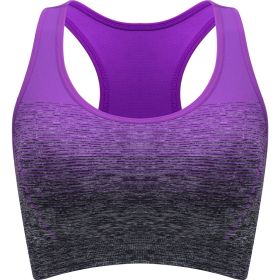 1pc/2pcs/3pcsMedium Support Two Tone Racer Back Sports Bra, Fitness Workout Running Yoga Bra (Color: Purple, size: S(4))