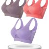 3 Pcs Breathable Solid Eyelet Mesh Hole Vest Sports Bras, Plus Size Non-steel Running Yoga Bras, Women's Lingerie & Underwear