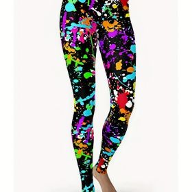 Throwing Print Butt-Lifting Sexy Yoga Pants, High Waist Slim Fit Mid-Stretch Fitness Workout Pants, Women's Activewear (Color: Sky Blue, size: L(8/10))