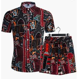 Men's Casual Two-Pieces Tracksuits Loose Short-Sleeved Shirts Shorts Sportwears Beachwears (size: M)