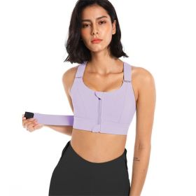 Women Sports Bras Tights Crop Top Yoga Vest Front Zipper Plus Size Adjustable Strap Shockproof Gym Fitness Athletic Brassiere (Color: E77-5, size: 3XL)