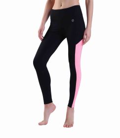 Women's Yoga Pants Power Stretch Workout Leggings Waist Tummy Control (Color: pink, size: 12)