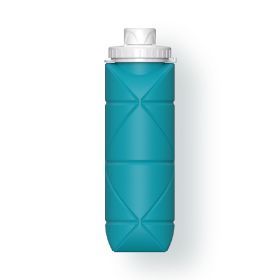 20oz Durable Collapsible Water Bottles Leakproof Valve Reusable BPA Free Silicone Foldable Travel Water Bottle For Gym Camping Hiking Travel Sports (Color: Blue)