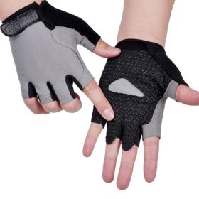 HOT Cycling Anti-slip Anti-sweat Men Women Half Finger Gloves Breathable Anti-shock Sports Gloves Bike Bicycle Glove (Color: Type A--Gray, size: XL)