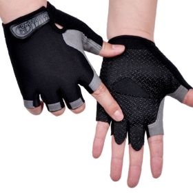 HOT Cycling Anti-slip Anti-sweat Men Women Half Finger Gloves Breathable Anti-shock Sports Gloves Bike Bicycle Glove (Color: Type A--Black, size: XL)