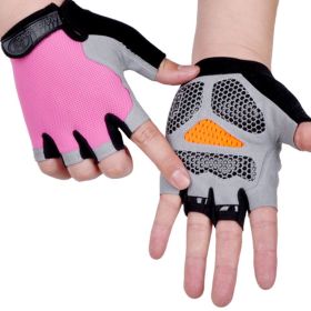 HOT Cycling Anti-slip Anti-sweat Men Women Half Finger Gloves Breathable Anti-shock Sports Gloves Bike Bicycle Glove (Color: Type B--Pink, size: XL)