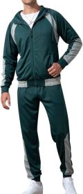 Men's Tracksuits 2 Piece Outfits Hooded Full Zip Casual Sweatsuits Regular Slim Fit Sport Suits Jacket & Pants Sets (Color: green, size: L)