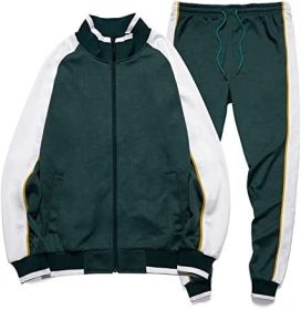 Women's 2 Pieces Tracksuits Casual Running Jogging Athletic Casual Outfits Full Zip Suit Gym Sports Sweatsuits (Color: green, size: M)