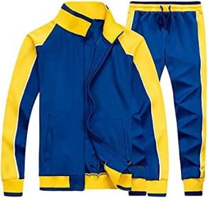 Women's 2 Pieces Tracksuits Casual Running Jogging Athletic Casual Outfits Full Zip Suit Gym Sports Sweatsuits (Color: Blue, size: L)