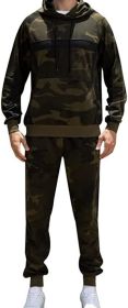 Men's Tracksuit 2 Piece Sweatsuits Full Zip Hooded Athletic Casual Outfits Jogging Sport Suits Jacket & Pants Set (Color: Dark green, size: XL)