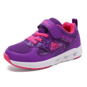 kids sneakers girls sport shoes Spring Autumn Breathable mesh running shoes cushion Outdoor gym Shoes children Tenis Infantil (Color: purple girls shoes, size: 4.5)