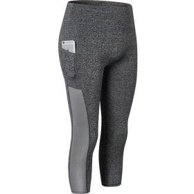 Women High Waist Yoga Leggings Gym Pants (Color: Gray, size: XL)