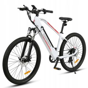 Electric Bicycle 500W 48V 100KM 150KG 27.5KENDA Kenda Tires Front and Rear Lights 7S Variable Speed +LDC+USB Charging Hole E Bike (Color: White)