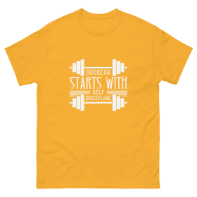 T-shirt Success Start with self discipline (Color: Yellow, size: M)